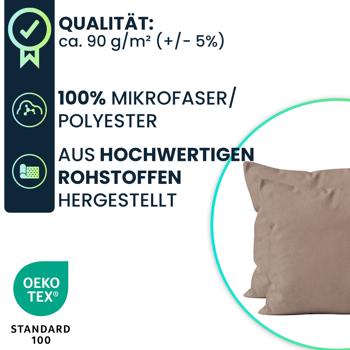 Preview: Kissenbezug 2er-Set 40x40 Nougat - Hochwertige Mikrofaser Kissenhüllen für Deko, Bett & Sofakissen - Hautsympathisch, pflegeleicht & mit Reissverschluss