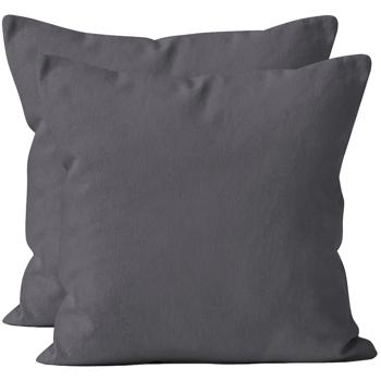 Lot de 2 housses de coussin 40x40 anthracite – housses de coussin en microfibre de haute qualité pour coussins déco, de lit et de canapé – douces pour la peau, faciles d’entretien & avec fermeture éclair