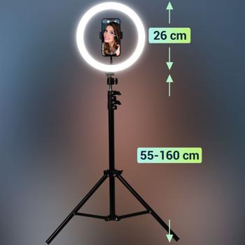 Preview: Ring Light LED Pro 26 cm - Éclairage Parfait Photos & Vidéos - Trépied Réglable 55-160 cm - 10 Niveaux Intensité - 3 Températures Couleur - Déclencheur Bluetooth Preview: Ring Light LED Pro 26 cm - Éclairage Parfait Photos & Vidéos - Trépied Réglable 55-160 cm - 10 Niveaux Intensité - 3 Températures Couleur - Déclencheur Bluetooth