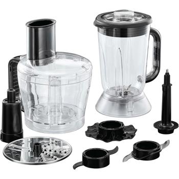 Preview: Russell Hobbs Matte Black Food Processor – kitchen machine with 2.5 l bowl, 1.5 l blender attachment, 600 W & accessories for quick everyday cooking