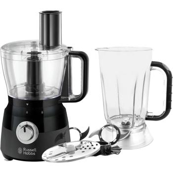 Russell Hobbs Matte Black Food Processor – kitchen machine with 2.5 l bowl, 1.5 l blender attachment, 600 W & accessories for quick everyday cooking