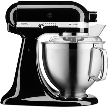 Powerful Kitchenaid Artisan stand mixer 4.8 l: with stainless steel bowl for kneading, whipping, mixing, grating & shredding – black