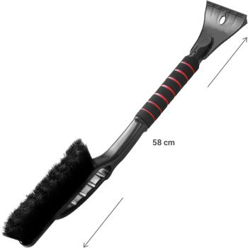 Preview: Effektiver Auto Eiskratzer mit Besen für Wintersport & Auto – Handlicher Schneebesen mit Softgriff & 10 cm Schaber für Scheiben & Lack