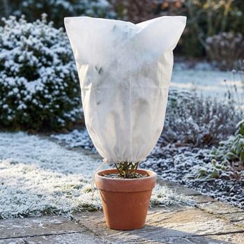 Winterschutz-Vlieshaube mit Reissverschluss & Kordelzug für Pflanzen (60 x 80 cm, Ø 38 cm) – der perfekte Kälteschutz für Topfpflanzen