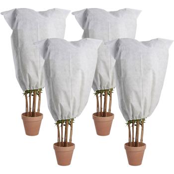 Preview: 4er-Set Winterschutz-Vlieshaube mit Reissverschluss & Kordelzug für Pflanzen (60 x 80 cm, Ø 38 cm) – der perfekte Kälteschutz für Topfpflanzen