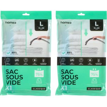 Set of 2 vacuum storage bags 70 x 120 cm: Reusable – Antibacterial bag for duvets & pillows – Vacuum cleaner compression bag, transparent