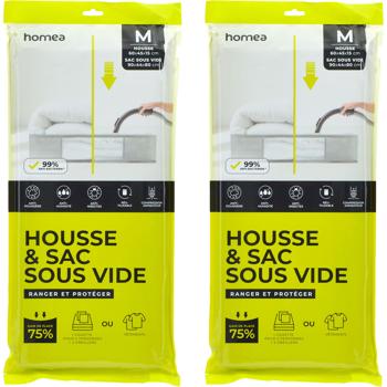 Set of 2 vacuum bags with storage cover 90x44x80 / 60x45x15 cm: compression bags for clothing & duvets – space-saving & reusable