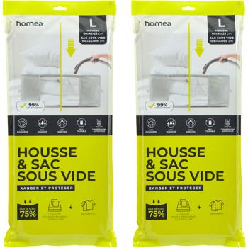 Set of 2 vacuum bags with storage cover 105x44x100 / 60x45x25 cm: compression bags for clothing & duvets – space-saving & reusable