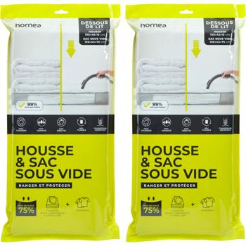 Set of 2 vacuum bags with storage cover 130x44x75 / 105x45x15 cm: compression bags for clothing & duvets – space-saving & reusable