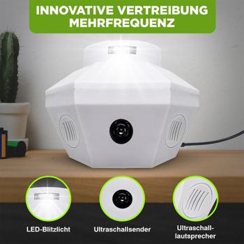 Preview: Ultraschall Tiervertreiber 360°: Effektiv gegen Mäuse, Ratten, Marder & Siebenschläfer - Universell für Dachboden, Keller & Innenräume
