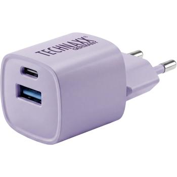 Preview: 30W GaN mini fast charger: 6x faster charging, USB C & A power adapter – powerful compact charger, purple