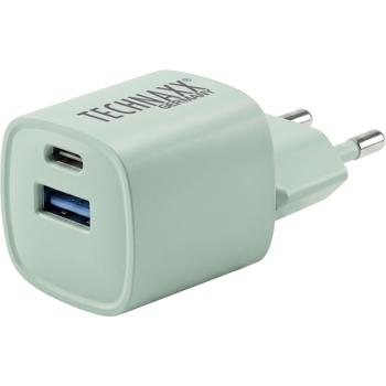 Preview: 30W GaN mini fast charger: 6× faster charging, USB‑C & USB‑A power adapter – powerful compact charger, green