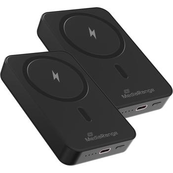 2er-Set Magnetische Powerbank 10000mAh: Kabellose Fast Charge Externe Batterie, Schnellladefunktion: USB-C für Smartphone & Unterwegs