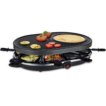 Preview: Raclette grill for 8 people with 8 non-stick pans – table grill with 8 pans for New Year’s Eve, parties & family evenings, black