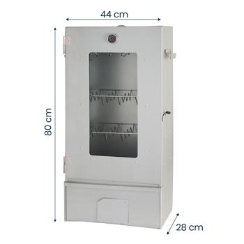 Preview: Räucherofen mit Sichtfenster & Thermometer – 3 Etagen Räuchertonne & Räucherschrank für Fisch & Fleisch, inkl. 12 S-Haken & Rost-Set