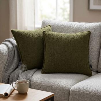 Set of 2 heating cushions 45 x 45 cm for back, shoulders & neck: Pleasant, electric and warm: cosy heat cushion with power bank, green
