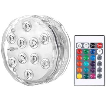 Preview: Unterwasser LED-Licht RGB mit Fernbedienung, wasserdicht IP68 bis 1 m, Farbwechsel mit 4 Modi, dimmbar, inkl. 3x AAA Batterien, Dekolicht