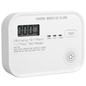 Détecteur de monoxyde de carbone avec écran LCD, détecteur de CO conforme à la norme EN 50291-1, alarme 85 dB, durée de vie du capteur 10 ans, incl. 3x AA et support mural