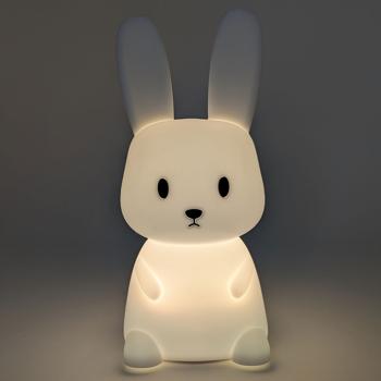 Preview: Veilleuse lapin en silicone, veilleuse LED pour enfants rechargeable avec batterie, blanc chaud et changement de couleur RGB, minuteur 3 h, commande par tapotement, USB-C