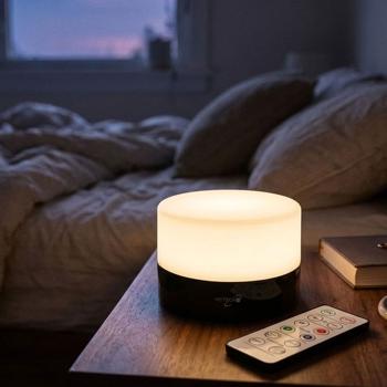LED-Dekolicht RGB rund mit Fernbedienung, Farbwechsel mit 16 Farben, 4 Helligkeitsstufen, Tischleuchte, 120 min Timer, inkl. 3x AAA