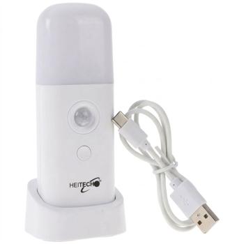 LED-Orientierungsleuchte mit Bewegungsmelder, aufladbar per USB-C, auch als Taschenlampe, 50 Lumen Warmlicht, dimmbar, mit Standsockel