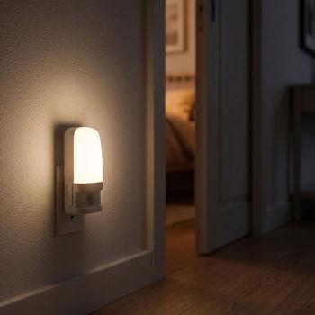 Preview: LED-Nachtlicht mit Bewegungsmelder und Helligkeitssensor, 4 m Reichweite, 120°, 3 LEDs, Leuchtzeit 30/60/90 Sekunden