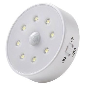 LED-Nachtlicht mit Bewegungsmelder & Helligkeitssensor, 3m Reichweite, 120°, 8 LEDs 1 W, Ein/Auto/Aus, batteriebetrieben inkl. 3x AAA