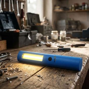 LED work light with COB technology, 300 lumen, magnet for attaching to metal surfaces, on/off switch, incl. 3x AAA, compact stick lamp