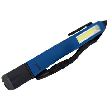 Preview: Stift-Taschenlampe mit COB-LED 200 Lumen, drehbarer Magnetclip und Trageschlaufe, handliches Taschenformat, inkl. 3x AAA