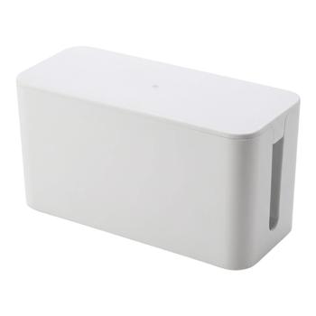 Kabelmanagement Box M für 4-fach und 5-fach Steckdosenleisten, Kabelbox zum Verstecken von Steckdosenleiste und Netzteilen, weiss