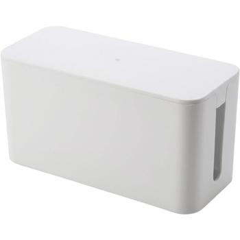 Kabelmanagement Box L für 6-fach Steckdosenleisten, Kabelbox zum Verstecken von Steckdosenleiste und Netzteilen, weiss, kompakt