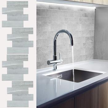 Self-adhesive tile stickers, stone grey – 4 pieces, 25x25 cm SPC wall tiles, waterproof – tiles for kitchen and bathroom walls