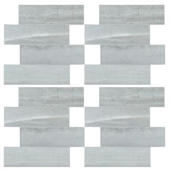 Preview: Self-adhesive tile stickers, stone grey – 4 pieces, 25x25 cm SPC wall tiles, waterproof – tiles for kitchen and bathroom walls