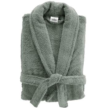 Preview: Comfortable cedar green bathrobe made of 100% cotton terry with shawl collar in one size – ideal as a dressing gown for sauna and wellness