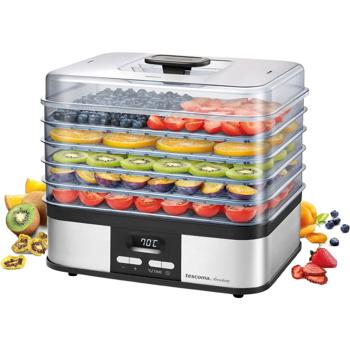 Preview: Professional food dehydrator with 5 levels & 3,500 cm² drying surface, quiet dehydrator 40–70 °C, dehydrator with 1–48 h timer for fruit & beef jerky, incl. recipes