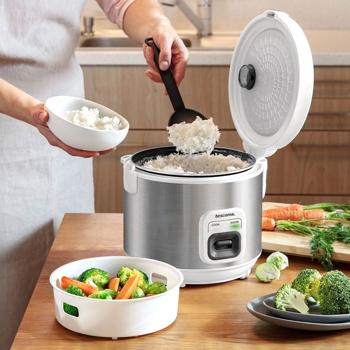 Preview: Professional 2‑litre rice cooker with keep-warm function & steaming insert – compact steamer for rice, vegetables, fish & meat