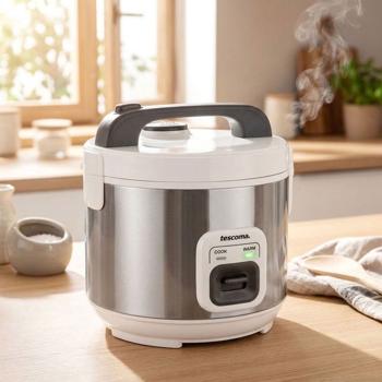 Professional 2‑litre rice cooker with keep-warm function & steaming insert – compact steamer for rice, vegetables, fish & meat