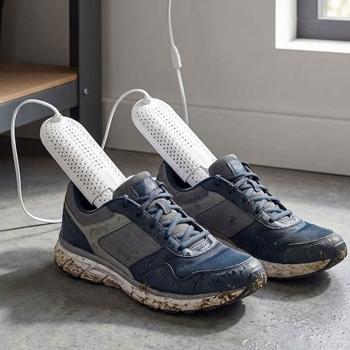 Sèche-chaussures et sèche-bottes électrique pour chaussures de ski et chaussures – chauffe-chaussures avec minuterie, 20 W, 60°C, câble 1,8 m, blanc