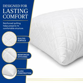 Preview: Memory foam pillow 50x70 cm, medium firm, breathable quilted microfibre, adapts to head & neck, for side, back & stomach sleepers