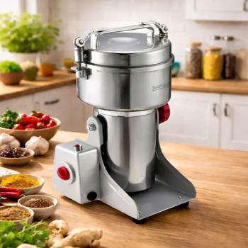 Preview: Getreidemühle elektrisch 2000 W, 800 g, Edelstahl, Mahlgrad 50-300 Mesh einstellbar, Gewürzmühle für Mehl, Kräuter & Getreide