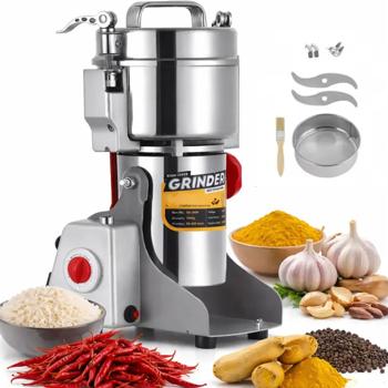 Preview: Getreidemühle elektrisch 2000 W, 800 g, Edelstahl, Mahlgrad 50-300 Mesh einstellbar, Gewürzmühle für Mehl, Kräuter & Getreide