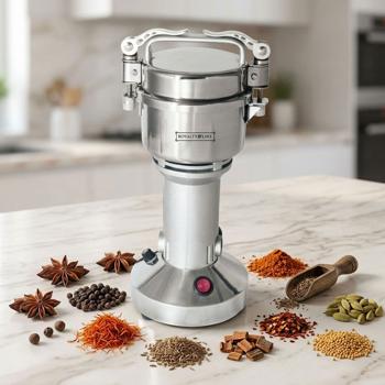 Elektrische Getreidemühle 850 W aus Edelstahl, 150 g, 28.000 U/min, 6 Klingen, für Mehl, Gewürze, Kaffee & Kräuter, mit Sicherheitsdeckel