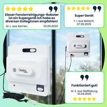Preview: Smarter Fensterputz-Roboter mit App & Fernbedienung – Automatischer Fensterreiniger für streifenfreie Sauberkeit, rahmenlose Fenster, inkl. 4 Pads Preview: Smarter Fensterputz-Roboter mit App & Fernbedienung – Automatischer Fensterreiniger für streifenfreie Sauberkeit, rahmenlose Fenster, inkl. 4 Pads