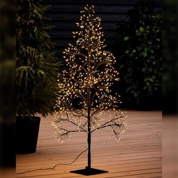 Preview: Sapin lumineux décoratif 120 cm avec 850 LED : sapin de Noël scintillant en blanc chaud doré avec minuterie & IP44 pour jardin, balcon et intérieur