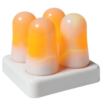 Preview: Belle tealight LED ricaricabili in set da 4 con base di ricarica, candele a effetto fiamma in bianco caldo per decorazione a luce di candela