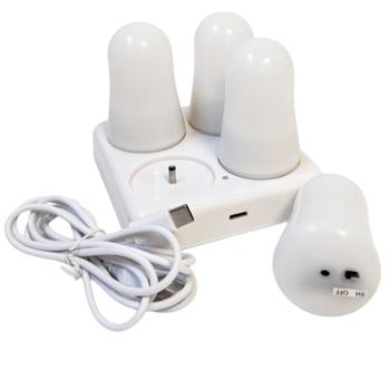 Preview: Belle tealight LED ricaricabili in set da 4 con base di ricarica, candele a effetto fiamma in bianco caldo per decorazione a luce di candela