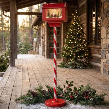 Wunderschöner Deko LED Briefkasten: 150 cm mit Schnee, Musik & Licht für Innen - Magische Weihnachtsdeko, Batterie & USB-C
