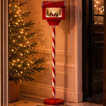 Preview: Wunderschöner Deko LED Briefkasten: 150 cm mit Schnee, Musik & Licht für Innen - Magische Weihnachtsdeko, Batterie & USB-C