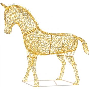 Preview: LED metal deco horse warm white: large LED unicorn figure with timer for garden decoration, Christmas decor & events, IP44, 220 cm