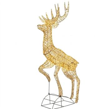 Preview: LED metal deco reindeer warm white: large LED figure with timer for garden decoration, Christmas decor, shopping centres & events, IP44, 220 cm